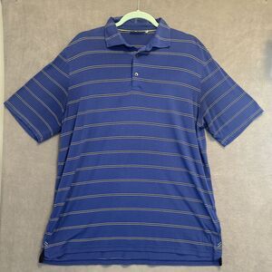 Tasc Performance Polo Shirt Mens Large Blue Striped Active Micro Modal‎ Soft